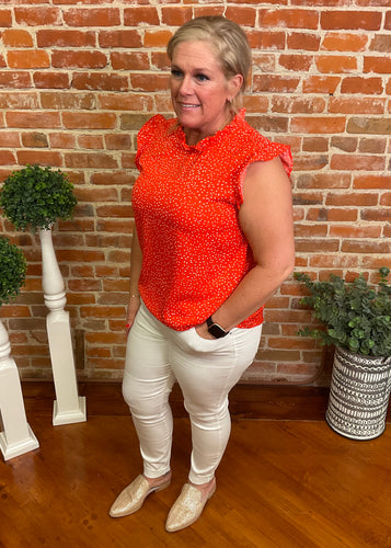 Polka Dot Flutter Sleeve Blouse PLUS