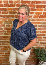 Patterned V-Neck Blouse PLUS