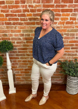 Patterned V-Neck Blouse PLUS