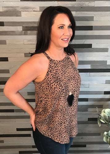 Mocha Cheetah Print Halter Tank