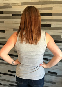 Grey Ribbed V-neck Tank