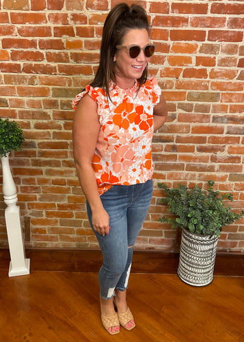 Peach & Orange Floral Top