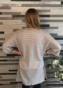 Grey Thermal Striped Cardigan