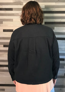 Carbon Blue Utility Jacket with Cinch Waist
