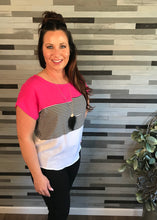 Fuchsia Color Block Blouse