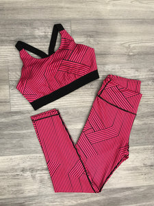 Pink & Black Print Sports Bra