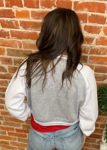 Grey Crop Varsity Jacket