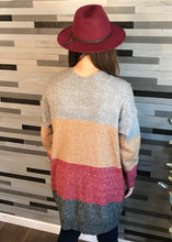 Charcoal, Red, Mustard, and Sage Color Block Cardigan