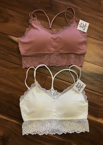 White Padded Bramie with Lace Back