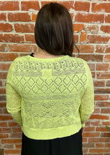 Lemon Pointelle Button Down Cardigan