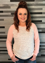 Pink and White Raglan Sweater Top