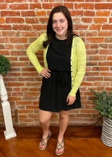 Lemon Pointelle Button Down Cardigan