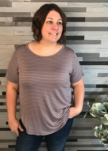 Mushroom & Ivory Striped Top